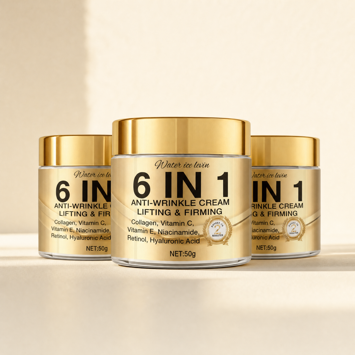 Three-jar pack of the 6-in-1 anti-wrinkle face cream
